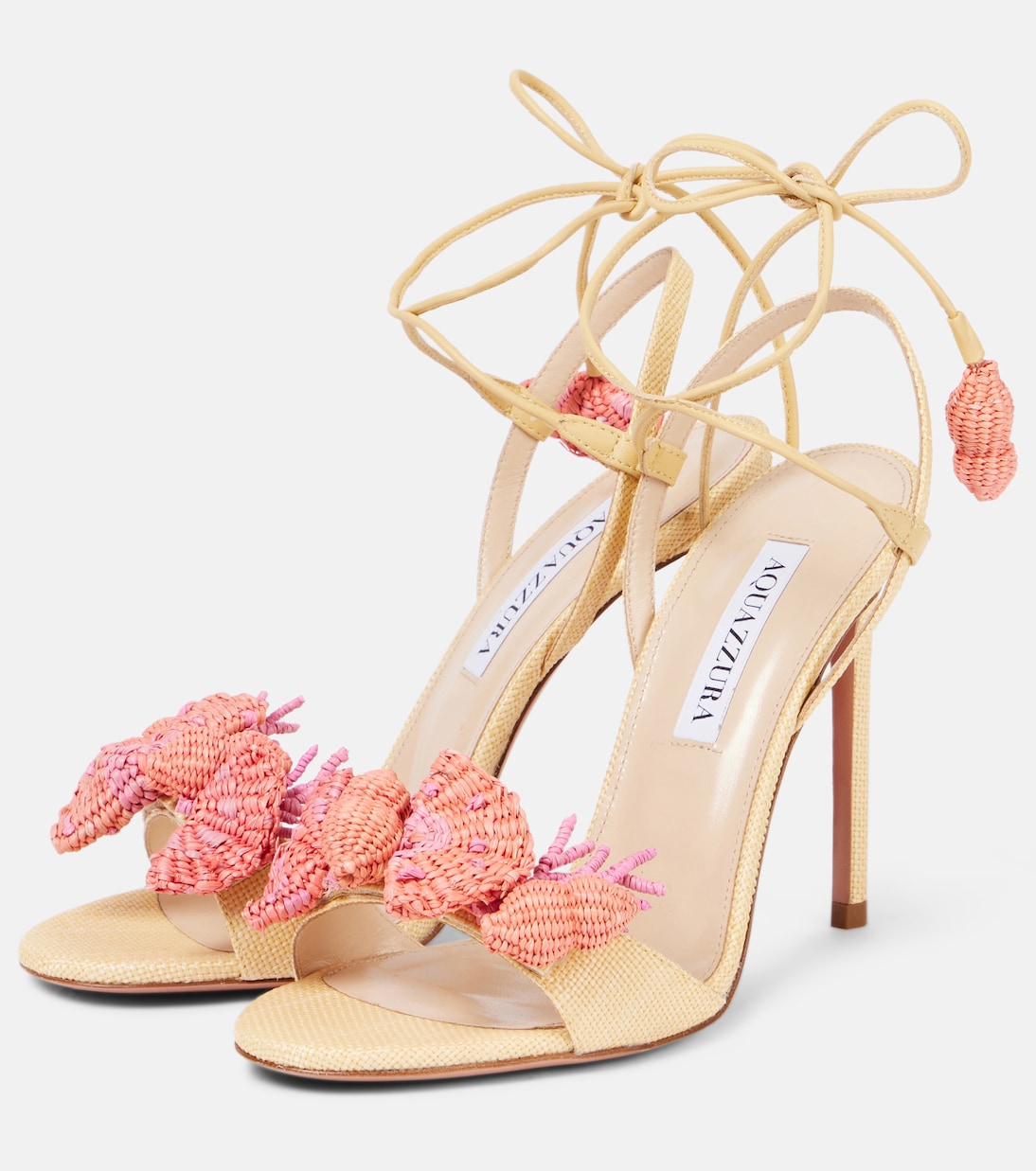 Marea 105 leather-trimmed raffia sandals | Aquazzura