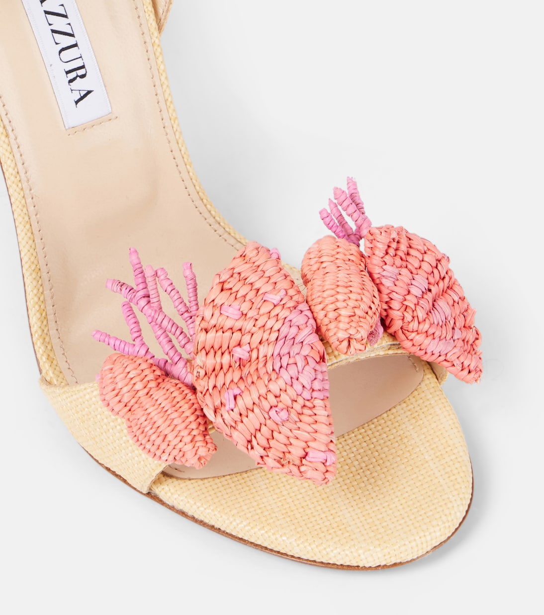 Marea 105 leather-trimmed raffia sandals | Aquazzura