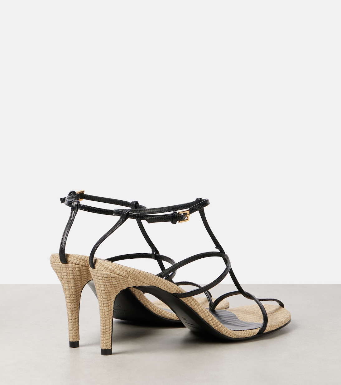 Sandalen Cage 75 aus Leder mit Raffiabast | Khaite