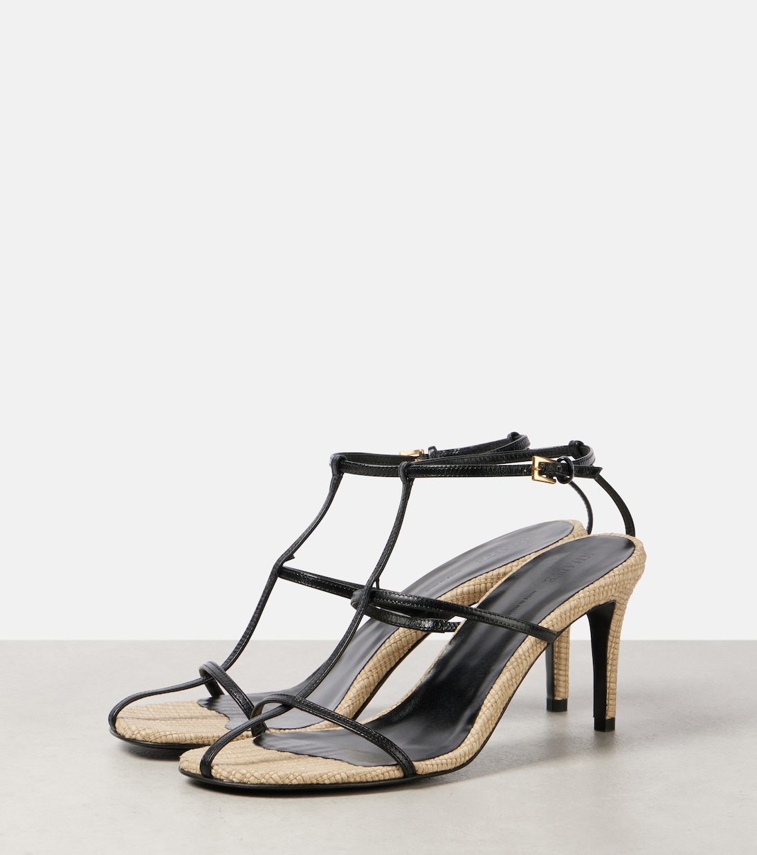 Sandalen Cage 75 aus Leder mit Raffiabast | Khaite