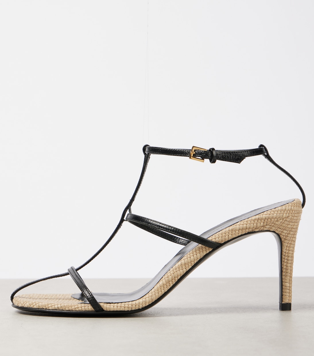 Sandalen Cage 75 aus Leder mit Raffiabast | Khaite