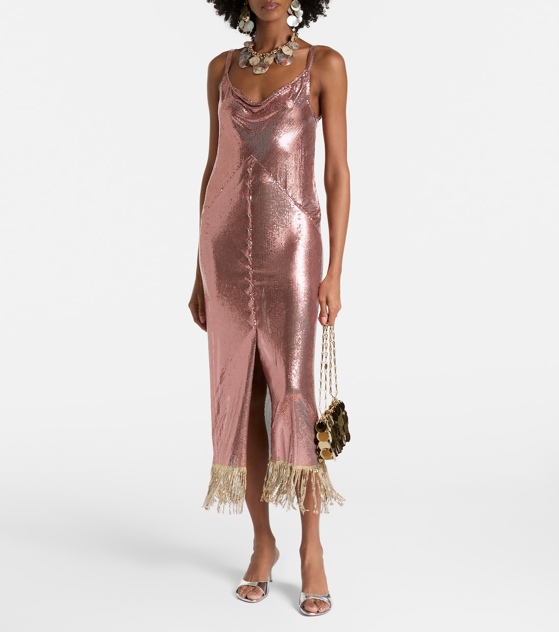 Robe midi métallisée | Rabanne