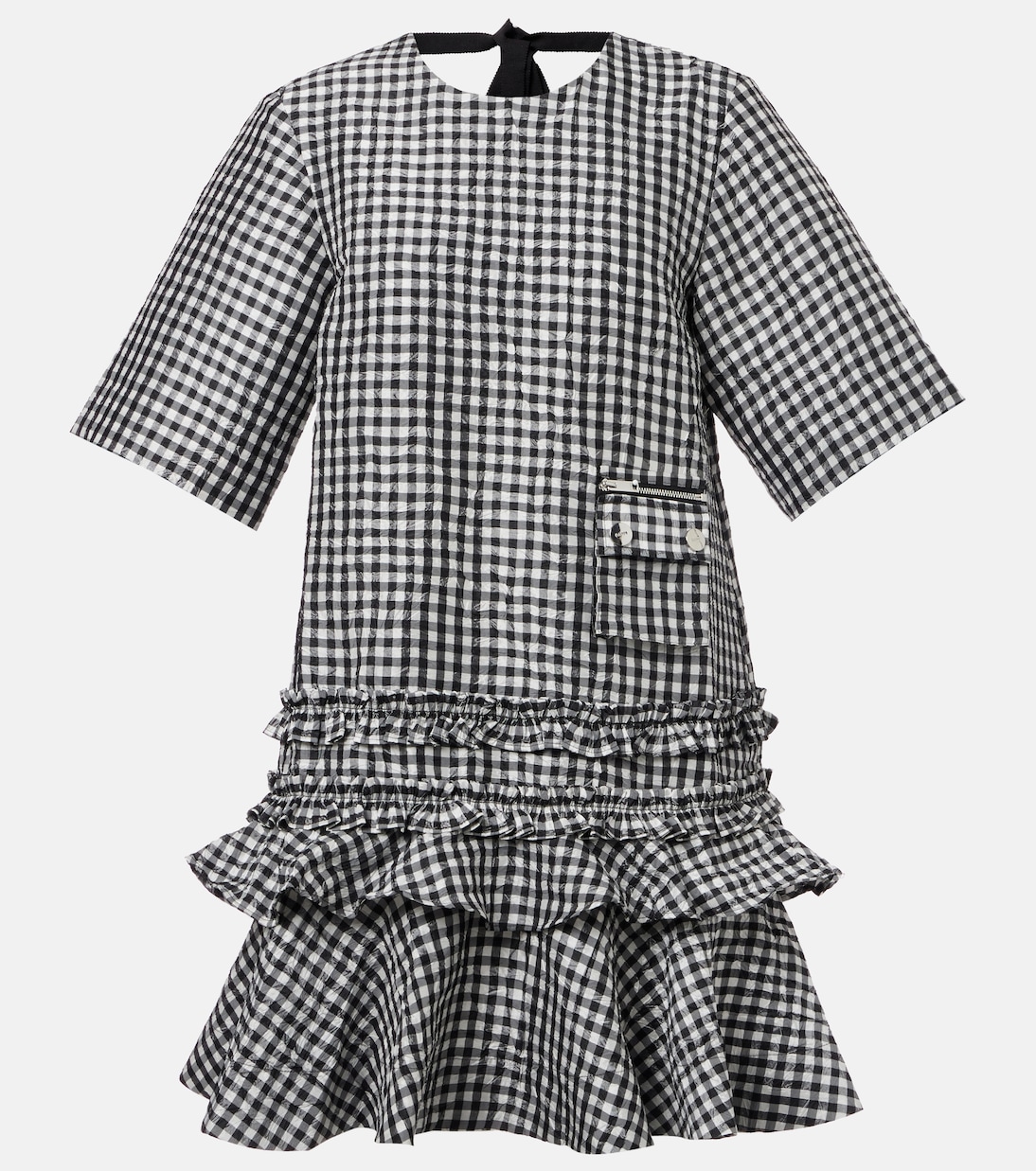 Gingham ruffled minidress  | Ganni