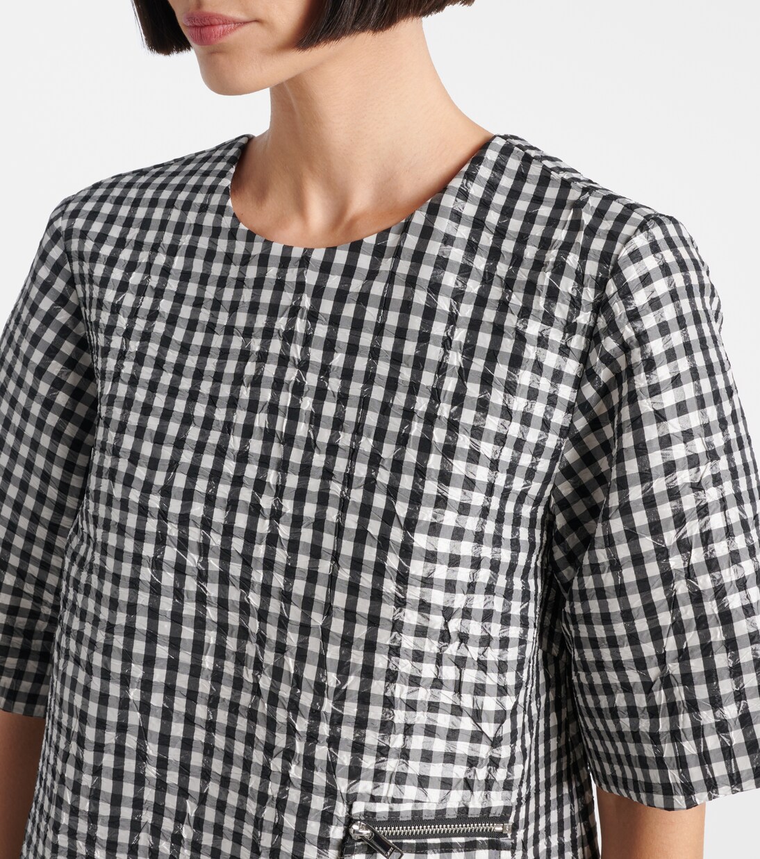 Gingham ruffled minidress  | Ganni