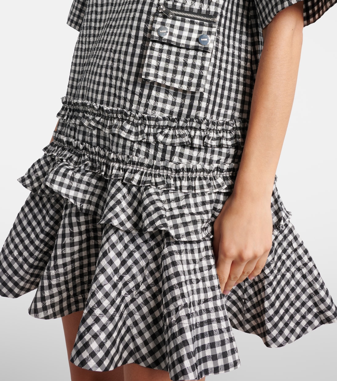 Gingham ruffled minidress  | Ganni