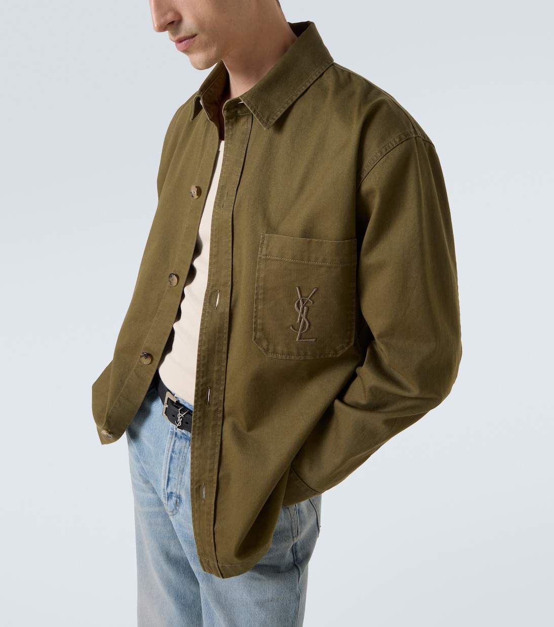 Sobrecamisa Cassandre de algodón y lino | Saint Laurent