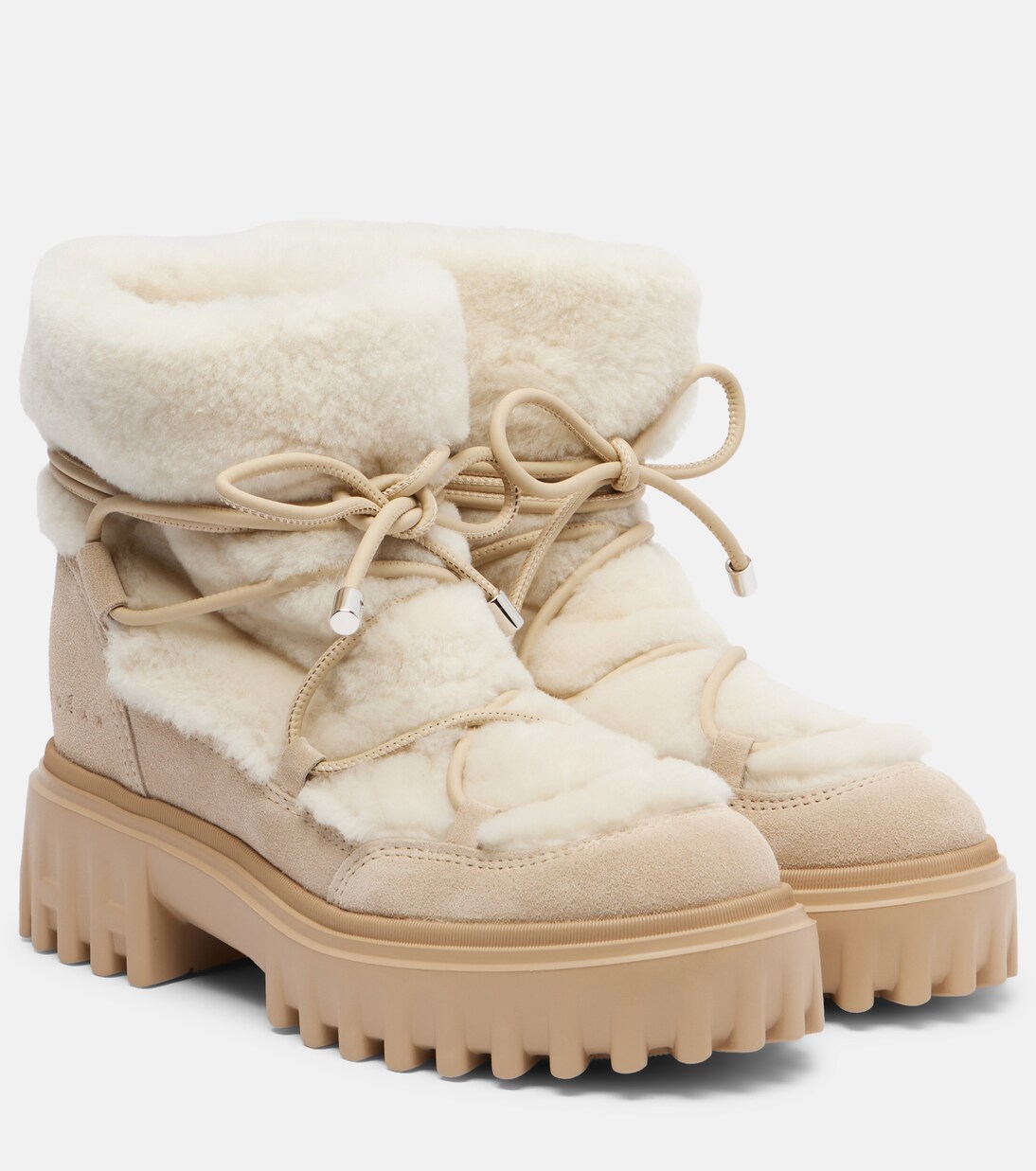 Hogan H700 shearling-trimmed suede ankle boots | Hogan