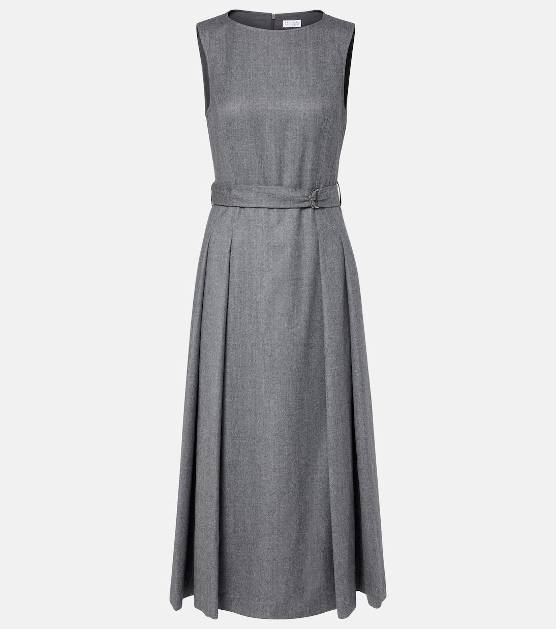 Belted virgin wool midi dress | Brunello Cucinelli