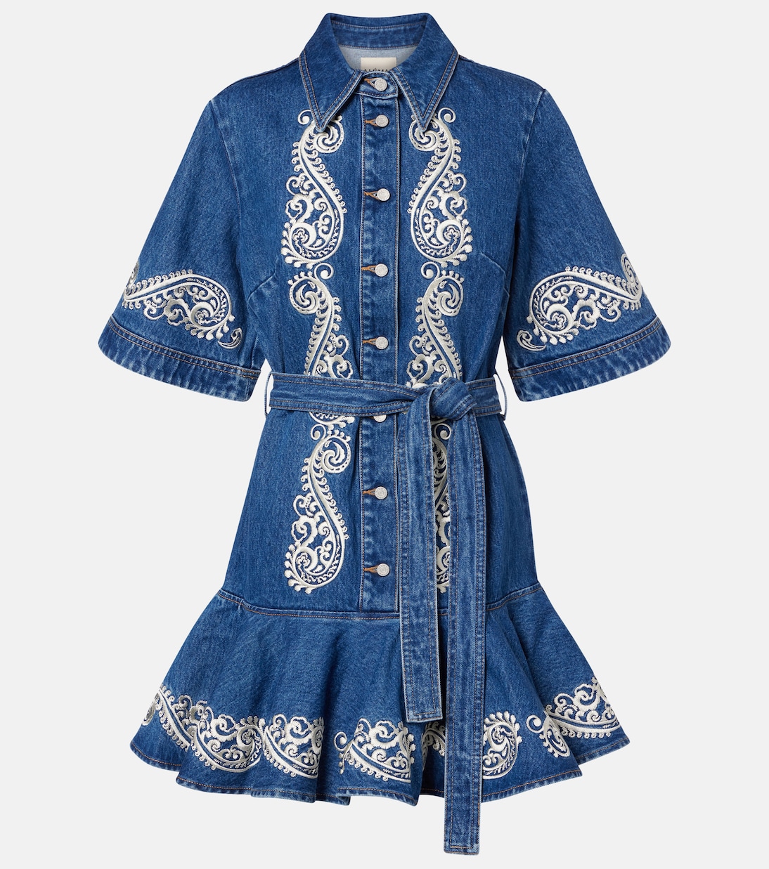 Vestido corto de denim con paisley | Alémais