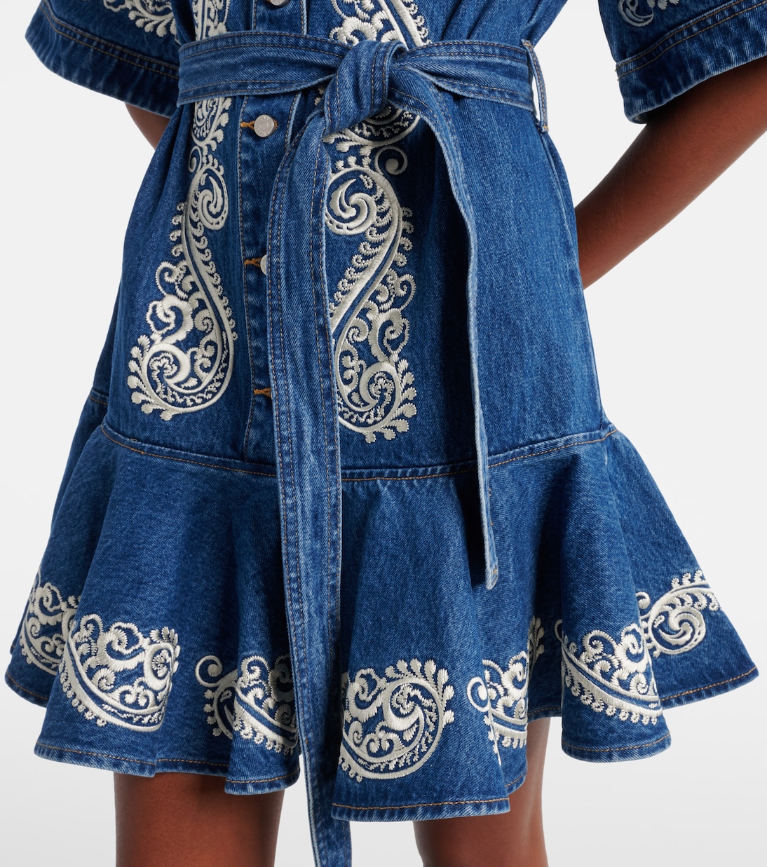 Vestido corto de denim con paisley | Alémais