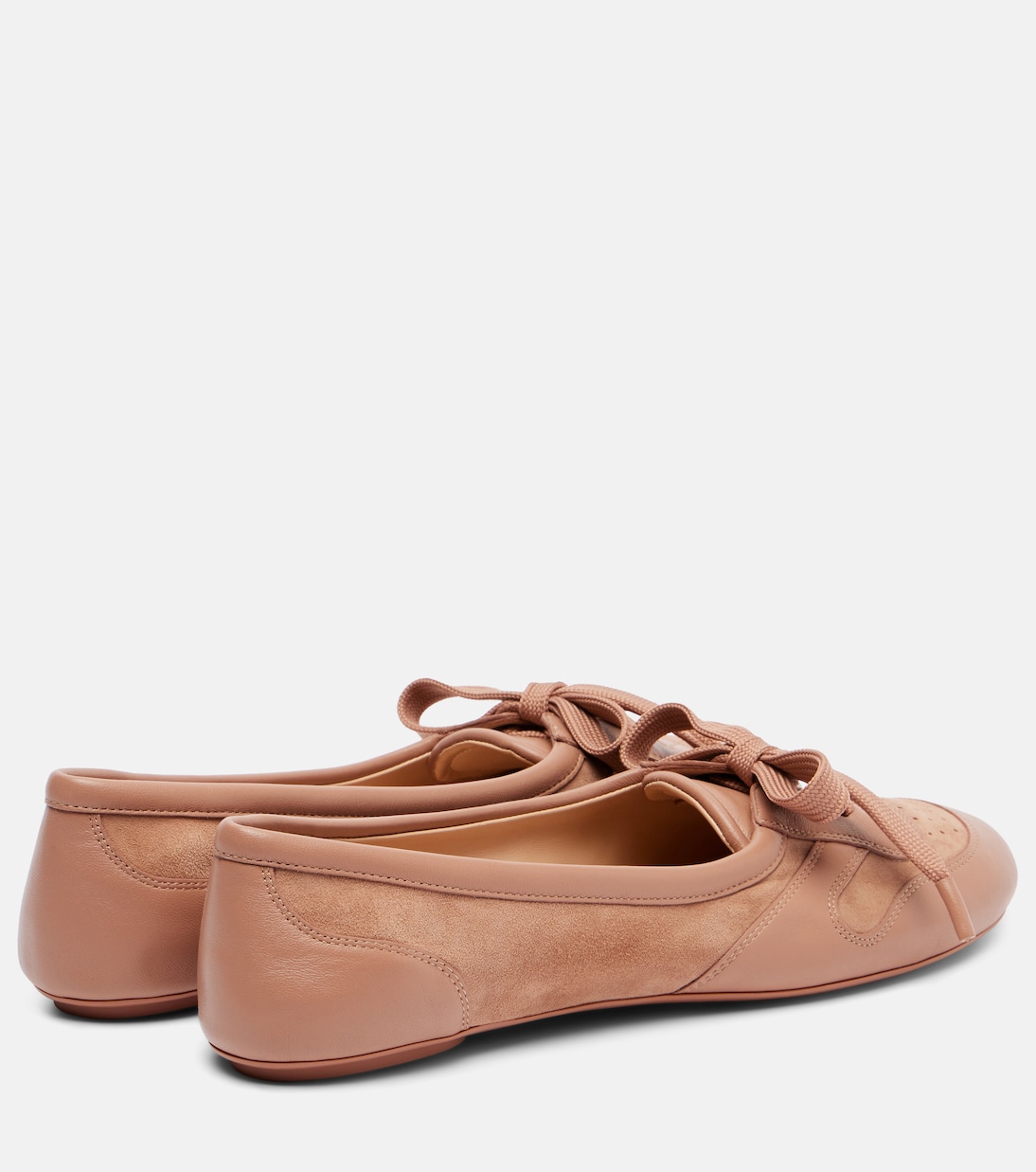 Leather-trimmed suede ballet flats | Gianvito Rossi