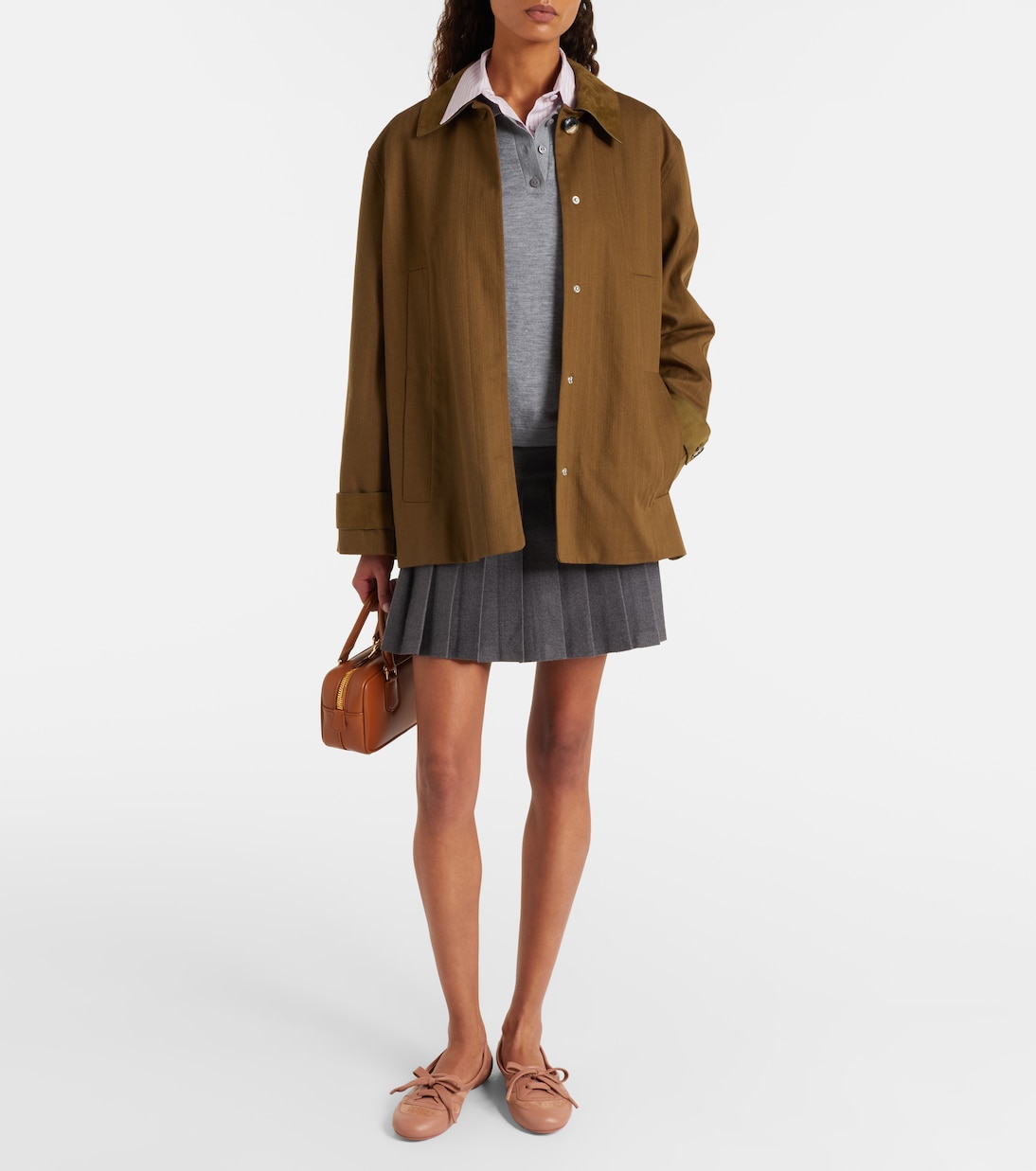 Leather-trimmed suede ballet flats | Gianvito Rossi