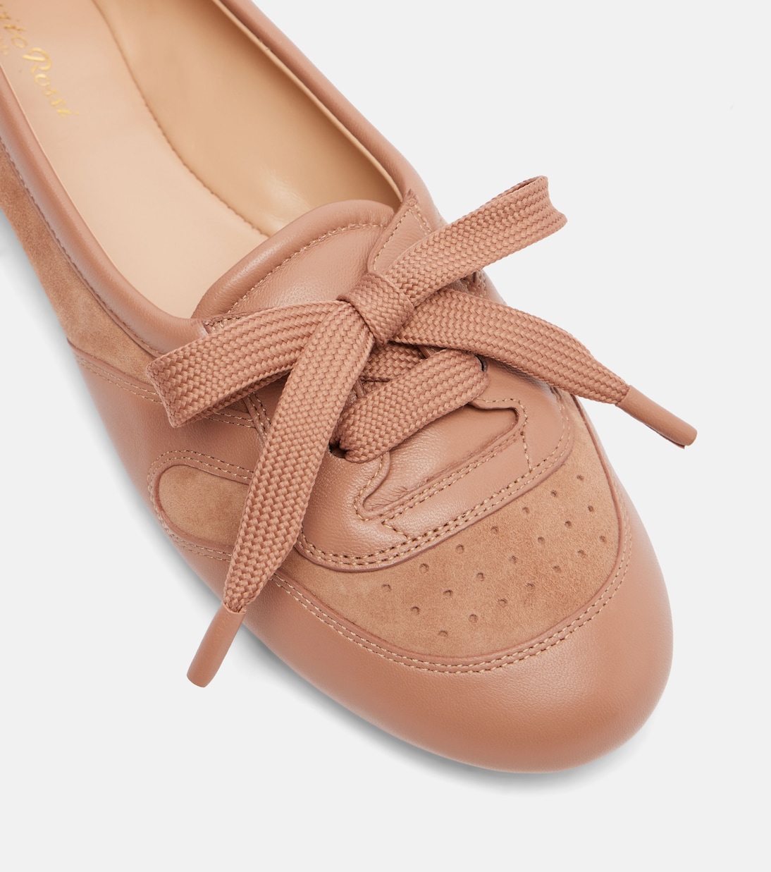 Leather-trimmed suede ballet flats | Gianvito Rossi
