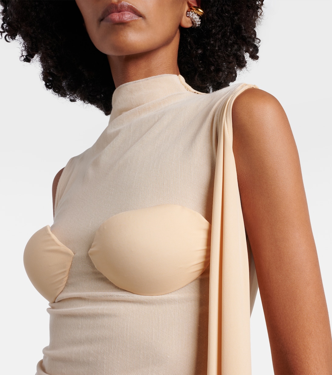 Lace-trimmed semi-sheer midi dress | Jean Paul Gaultier