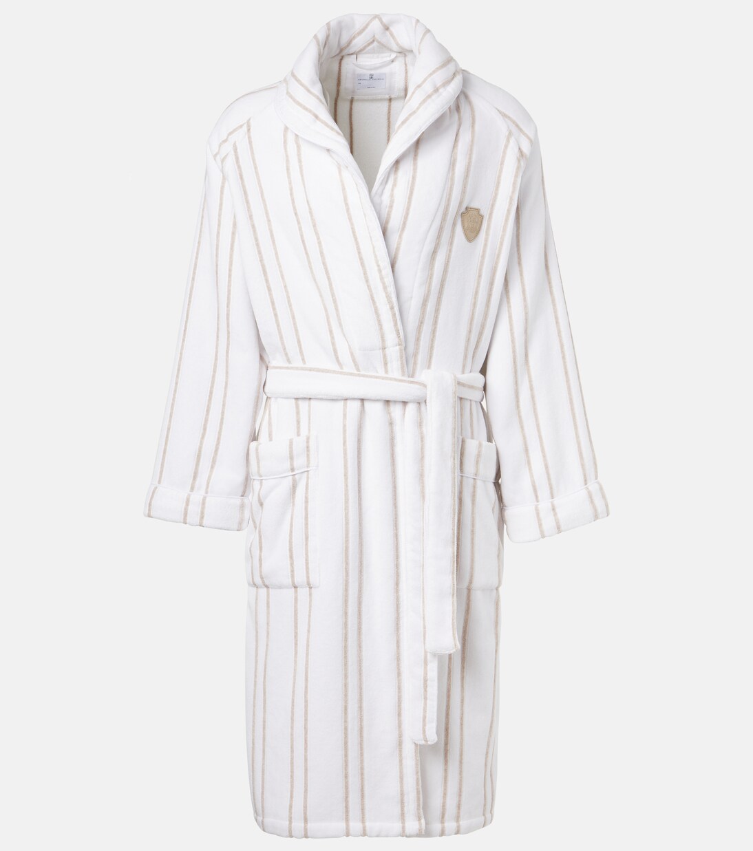 Striped cotton terry bathrobe | Brunello Cucinelli