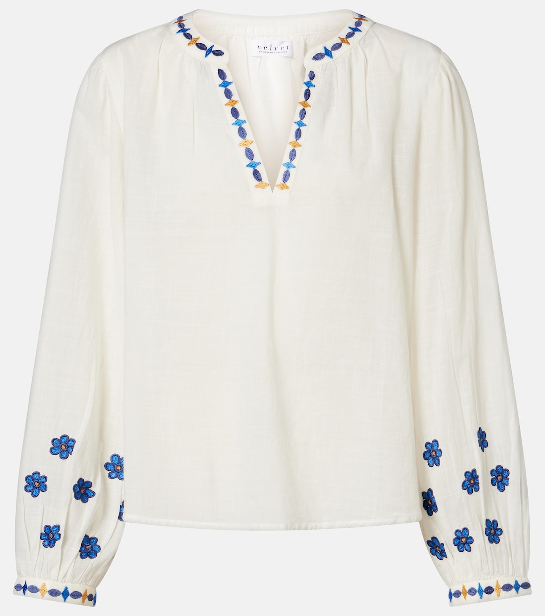 Amani embroidered cotton blouse | Velvet