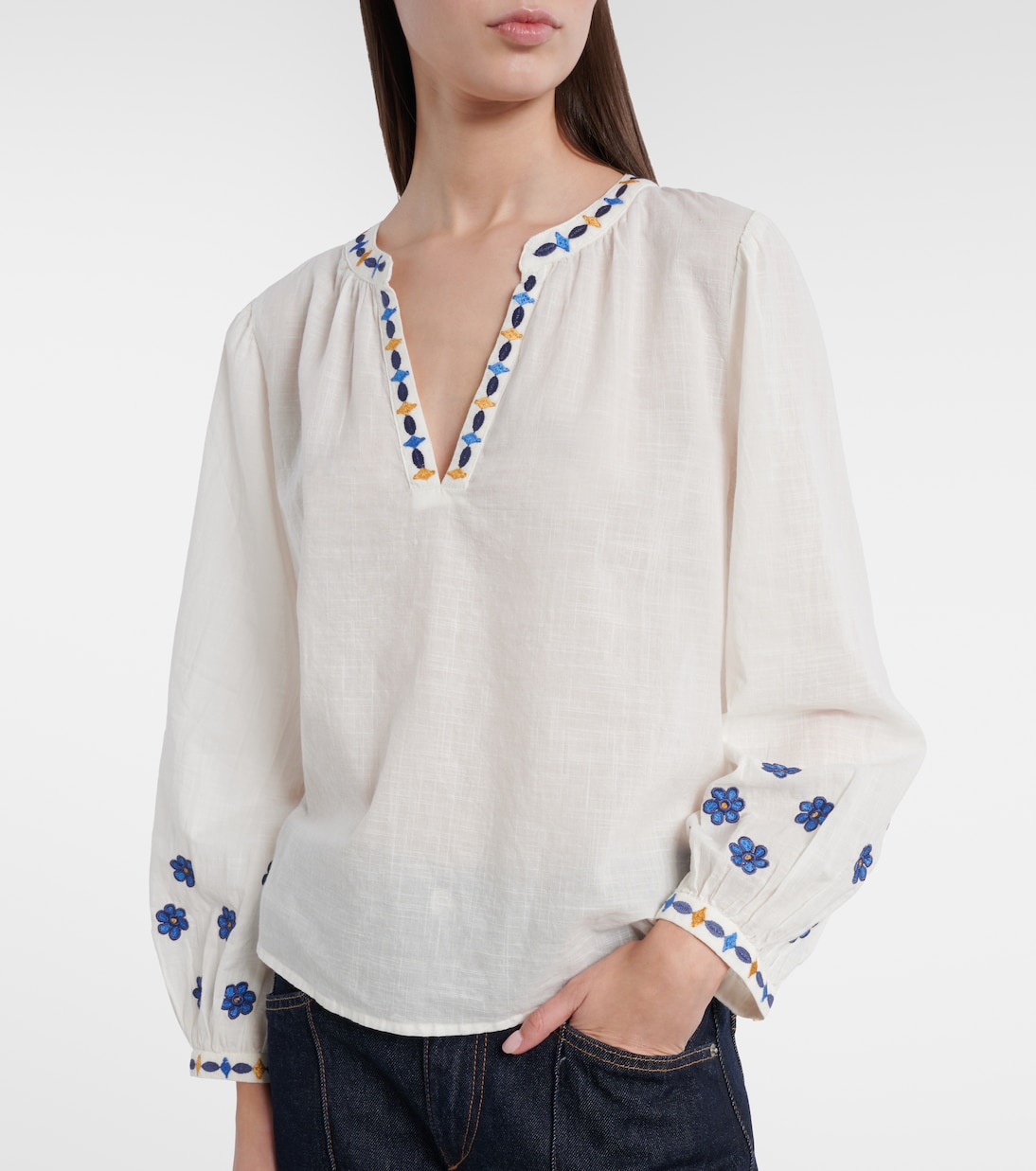 Amani embroidered cotton blouse | Velvet