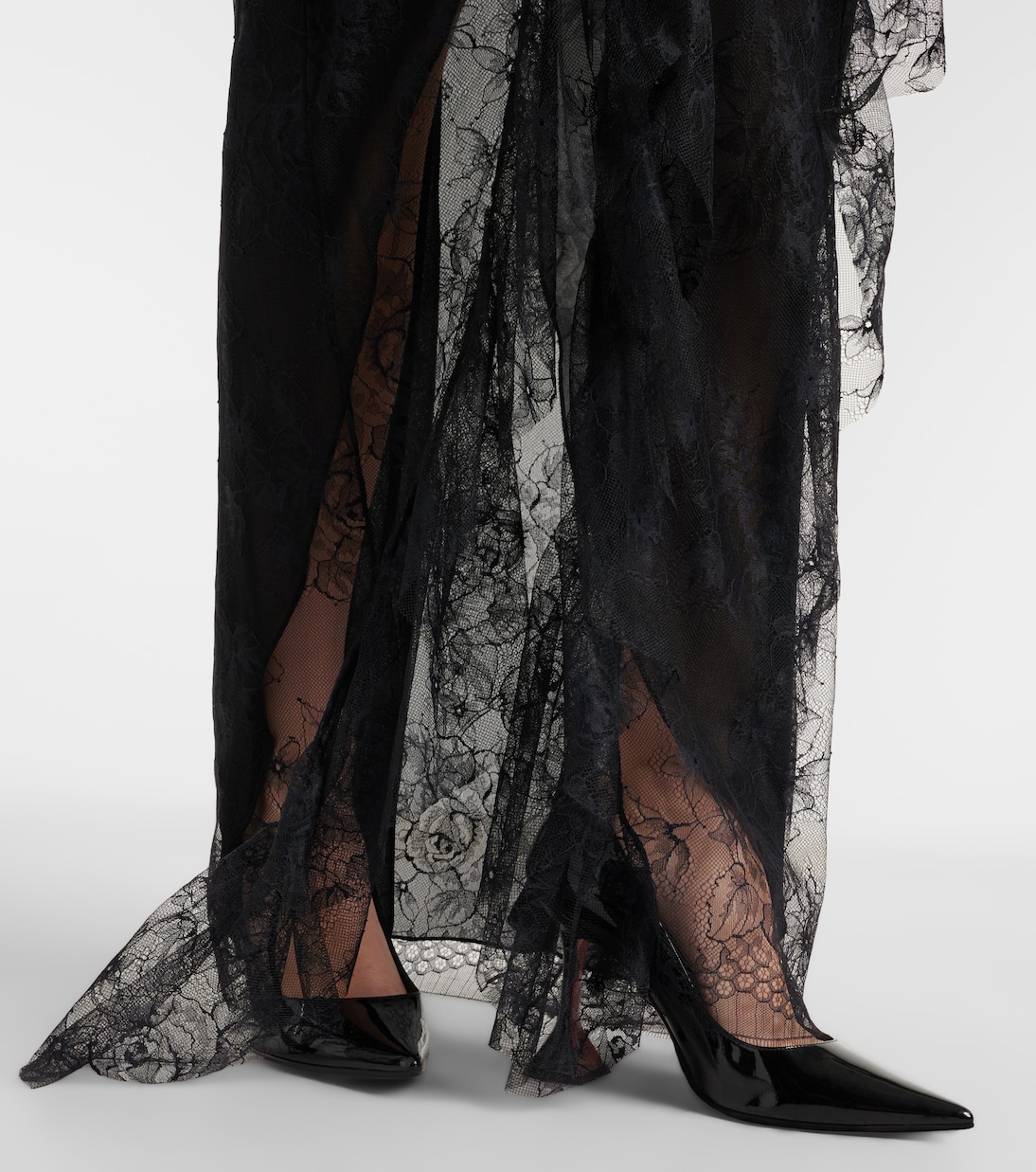 Ruffled sheer lace gown | Blumarine