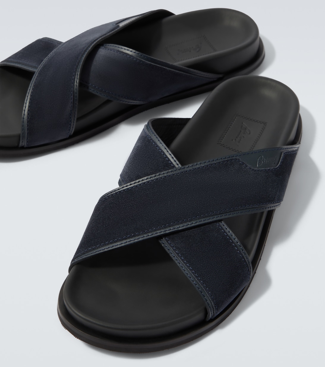 Leather-trimmed suede sandals | Brioni