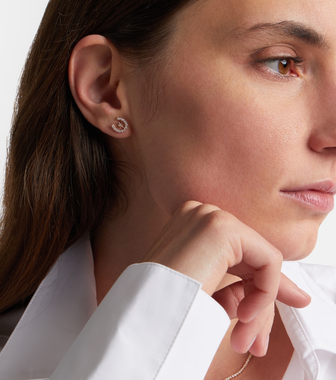 Ohrringe Horseshoe Starburst aus 14kt Gelbgold (585/1000) mit Diamanten | Sydney Evan