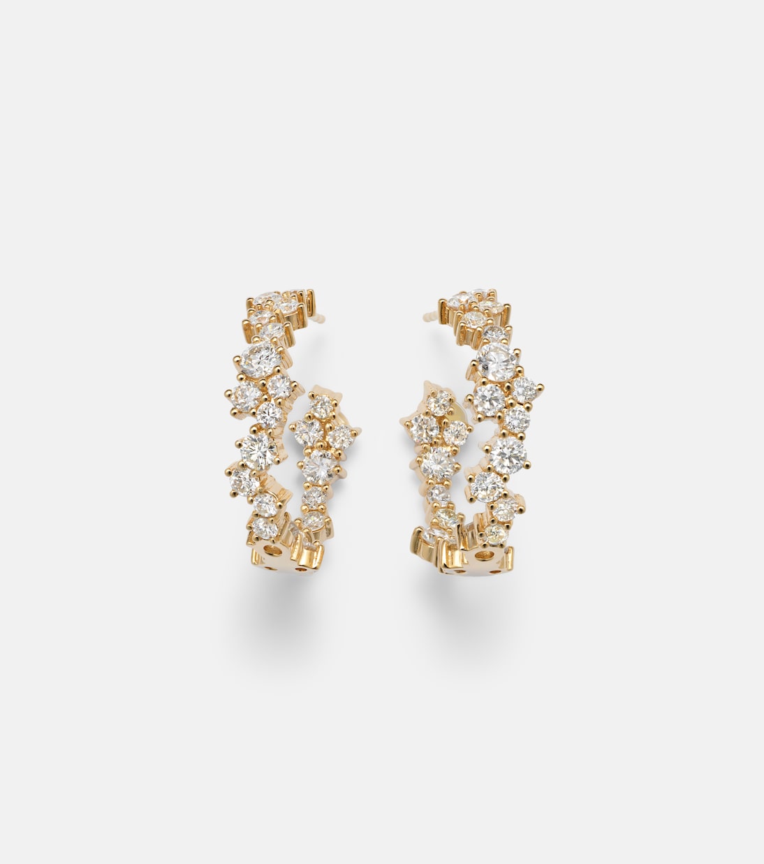 Pendientes de aro de oro de 14 ct (585/1000) con diamantes | Sydney Evan