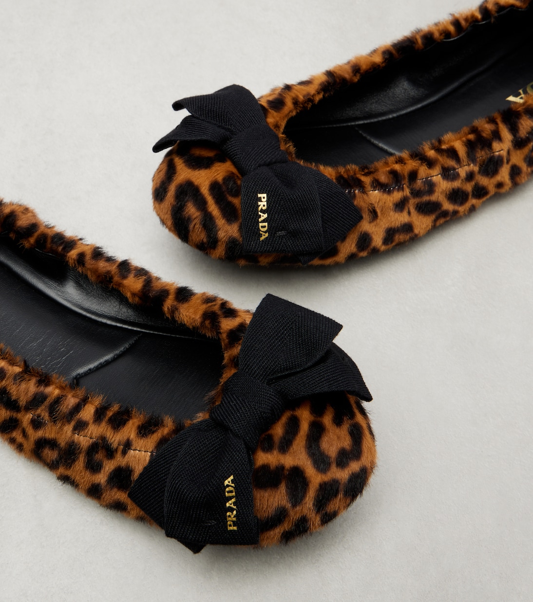 Leopard-print calf hair ballet flats | Prada