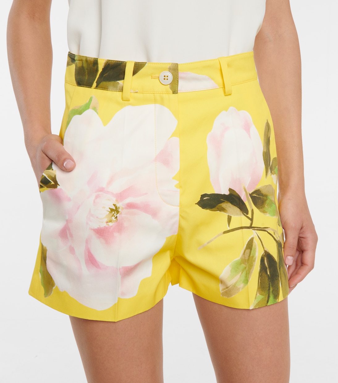 Valentino - Shorts a stampa in cotone e seta | Valentino