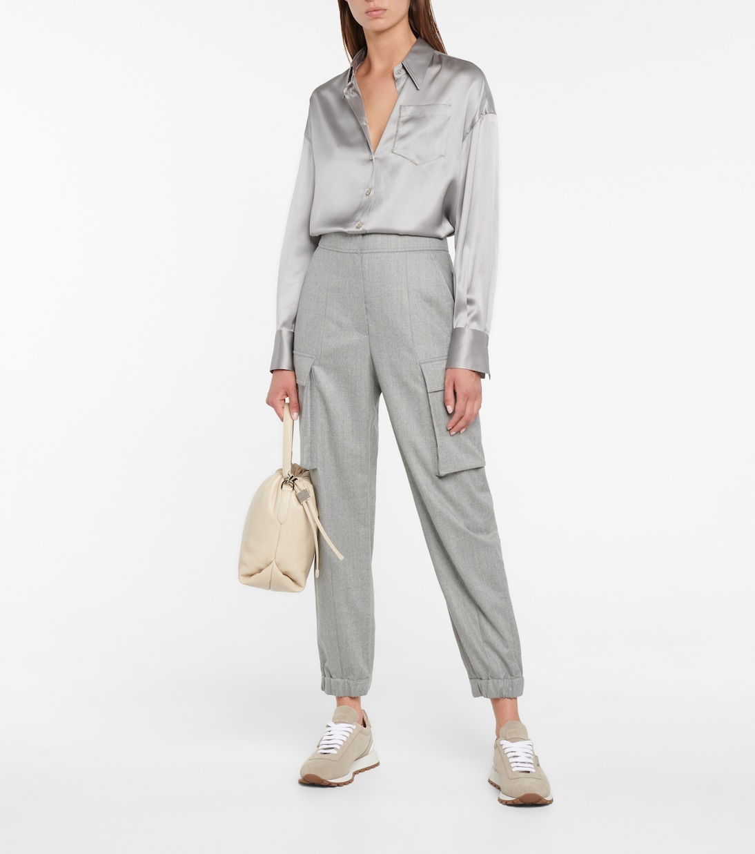 Wool flannel cargo pants | Brunello Cucinelli