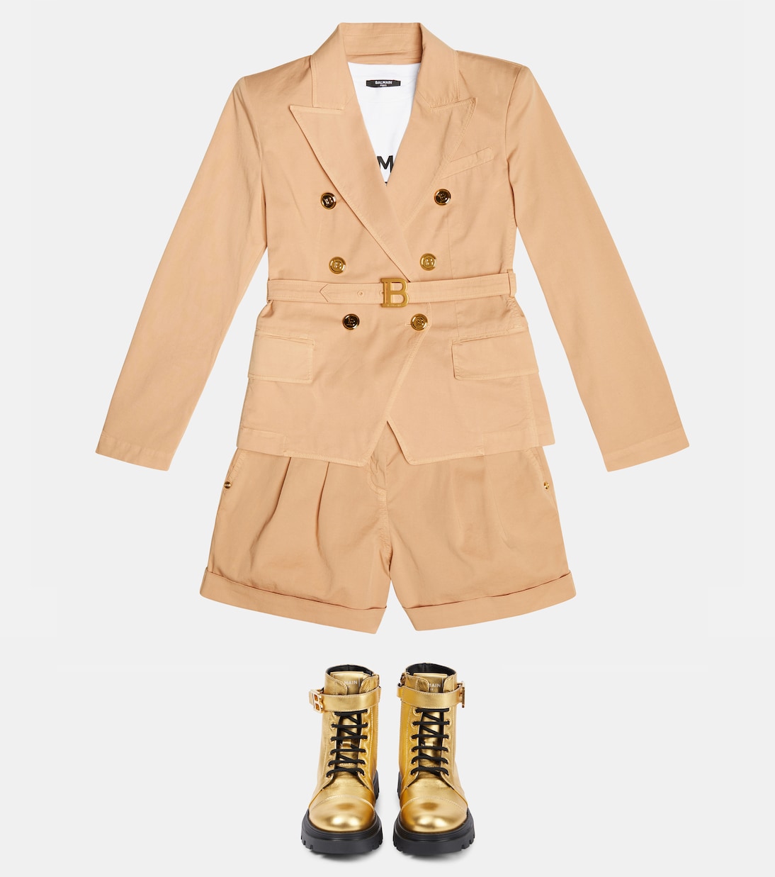 Blazer de algodón de doble botonadura | Balmain Kids
