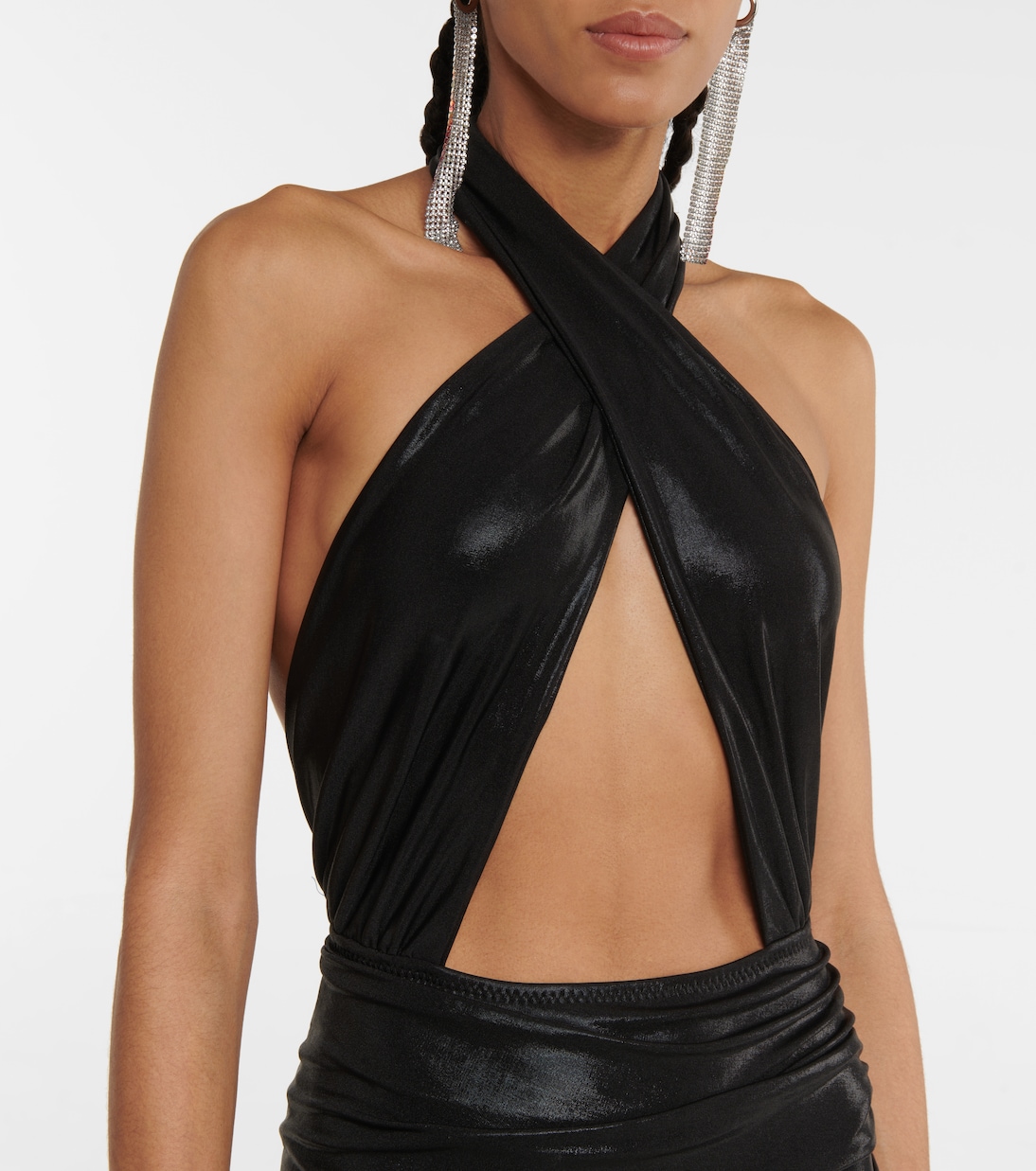 Cutout halterneck lamé gown | Norma Kamali
