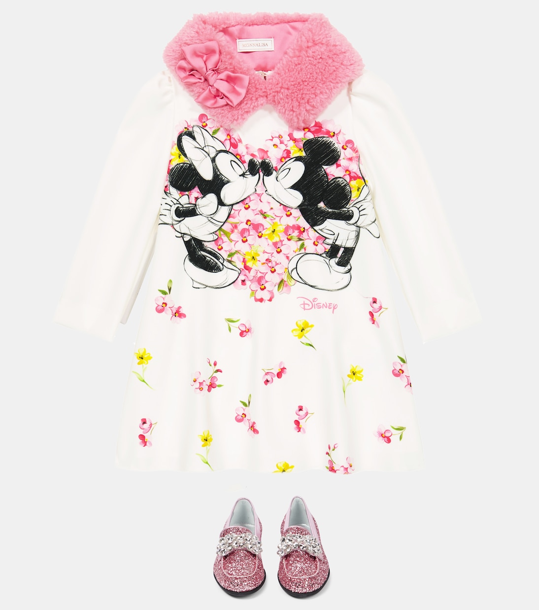 x Disney® printed satin dress | Monnalisa