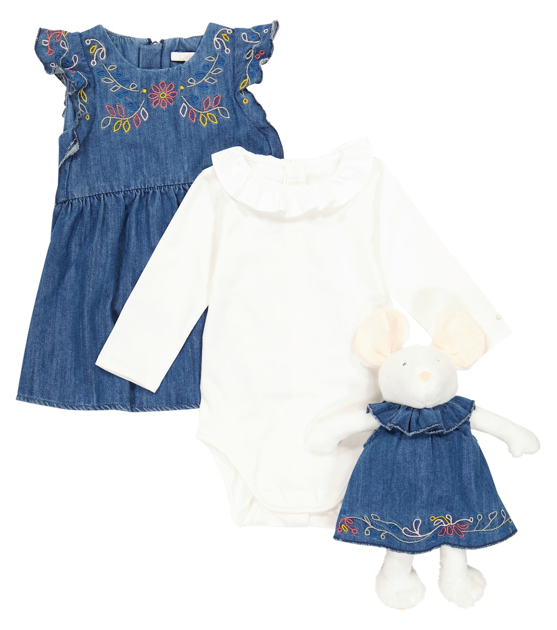 Baby Set aus Body, Kleid und Kuscheltier | Chloé Kids