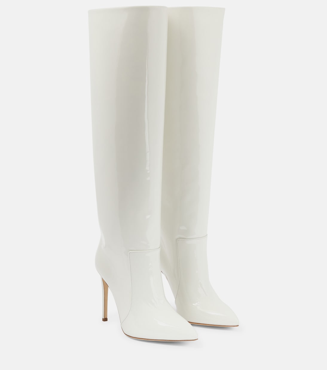White knee high stiletto boots hotsell