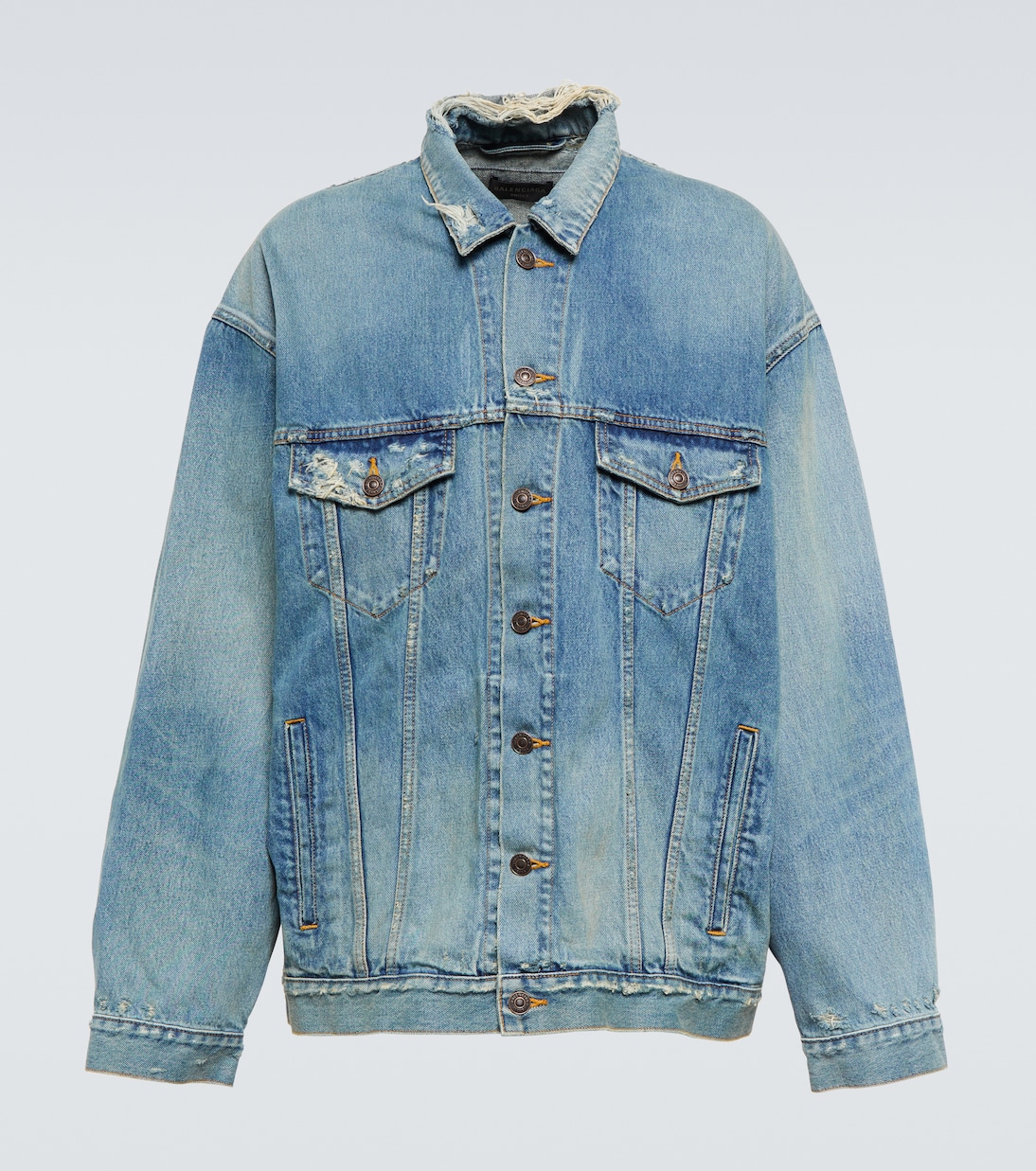 Patched denim jacket in blue - Balenciaga | Mytheresa