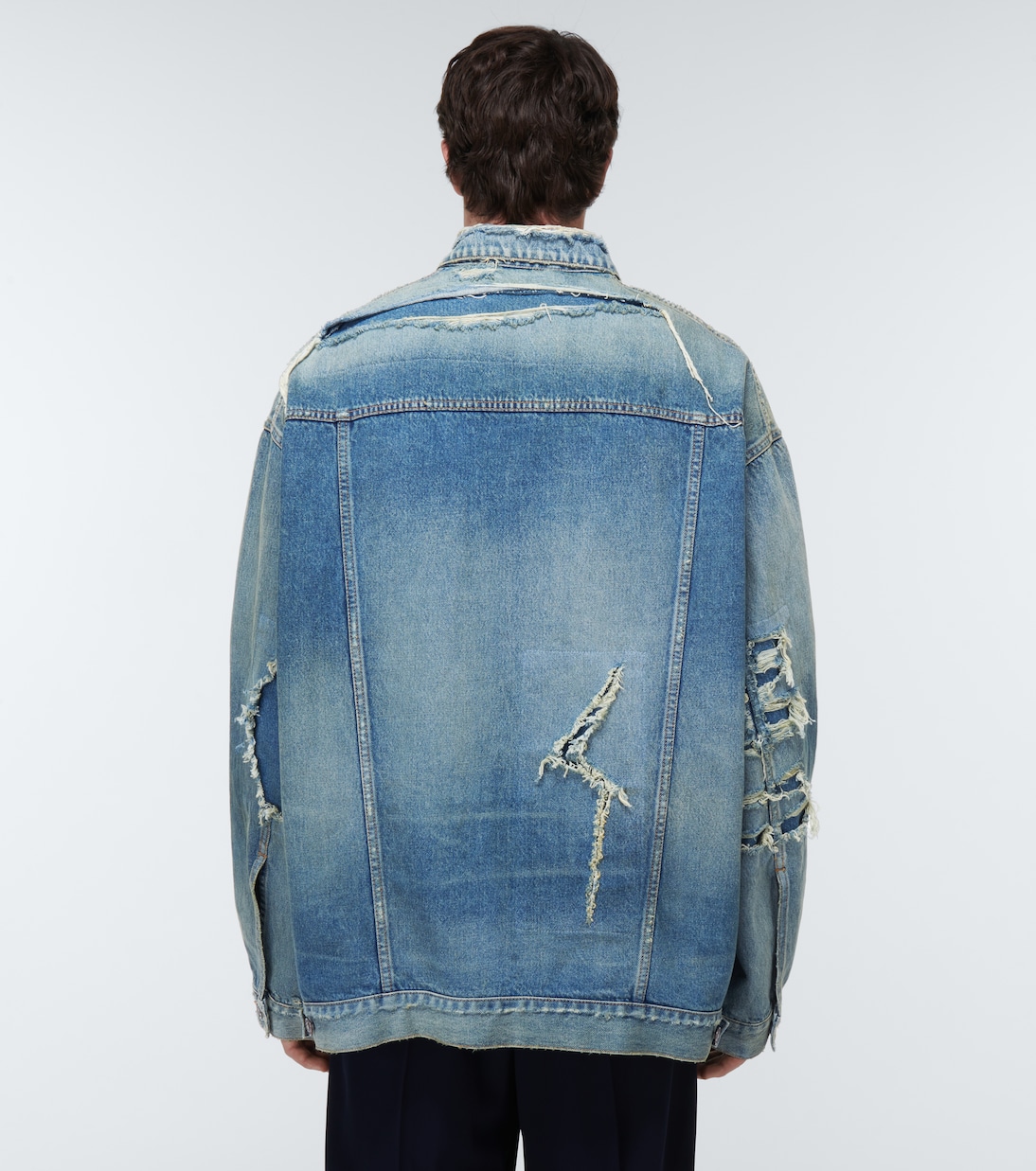 Patched denim jacket in blue - Balenciaga | Mytheresa