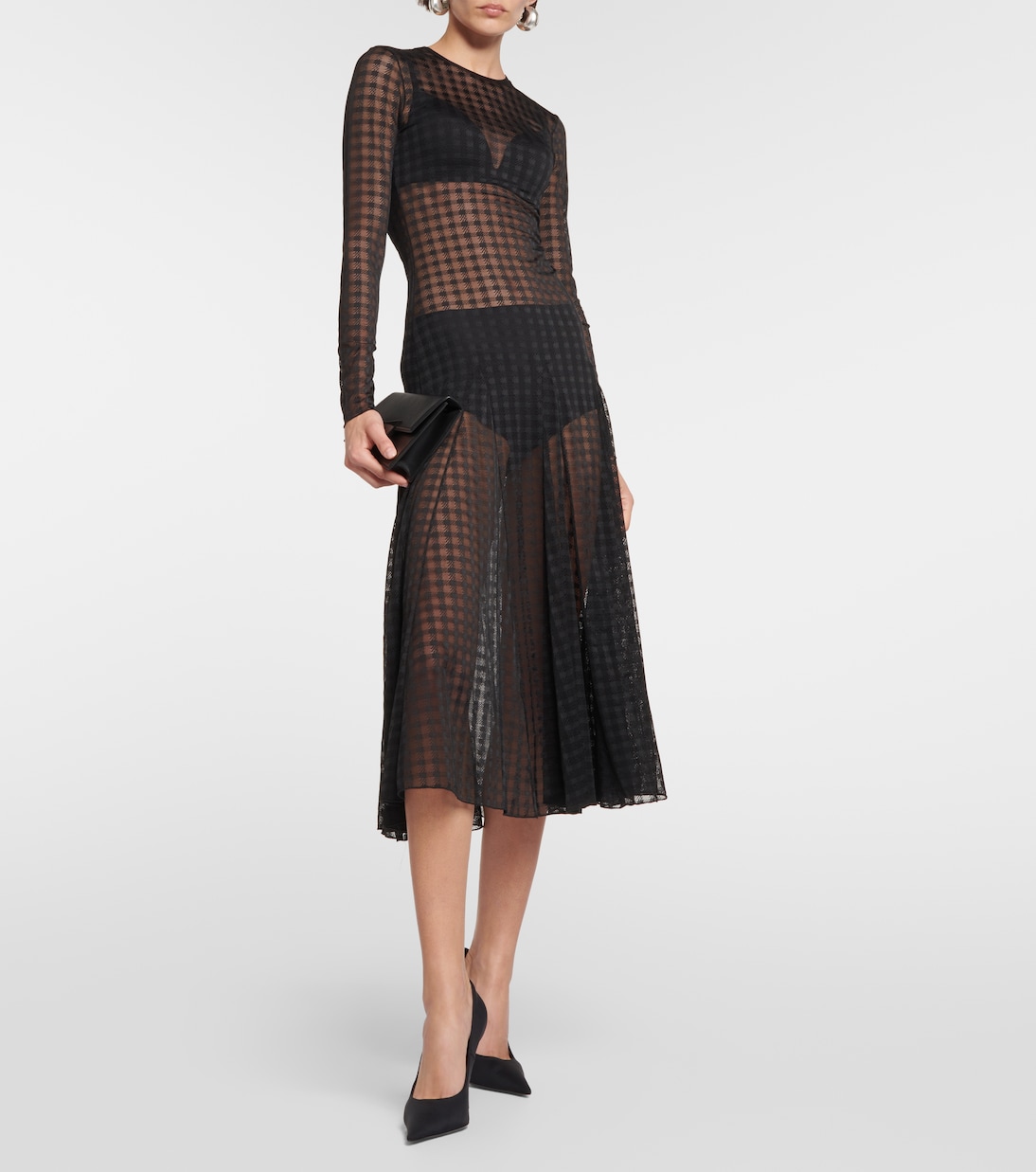 Abito midi in pizzo a quadretti | Ami Paris