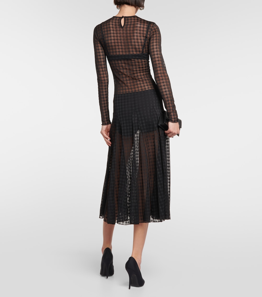 Abito midi in pizzo a quadretti | Ami Paris