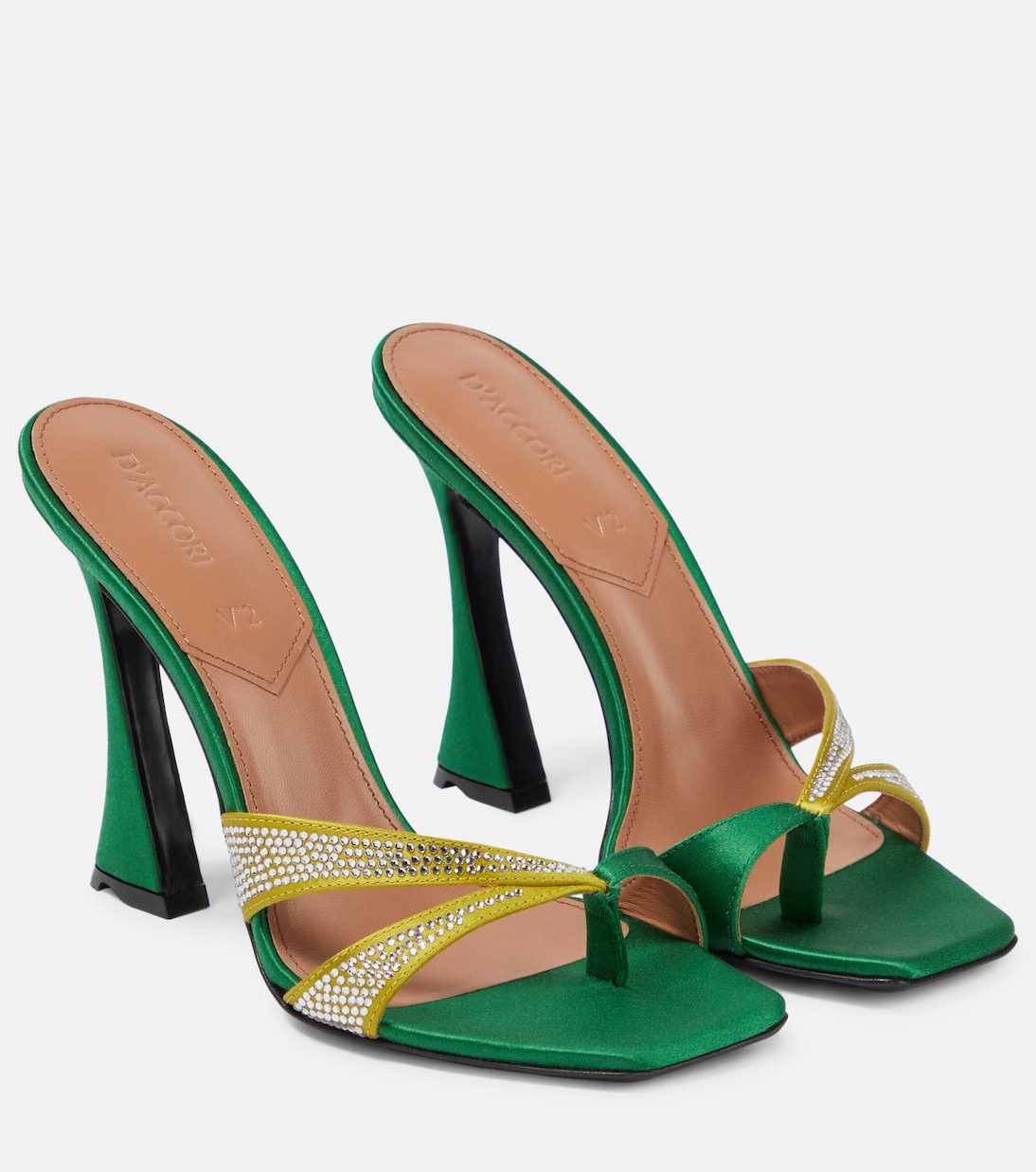 Layla crystal-embellished satin mules | D'Accori