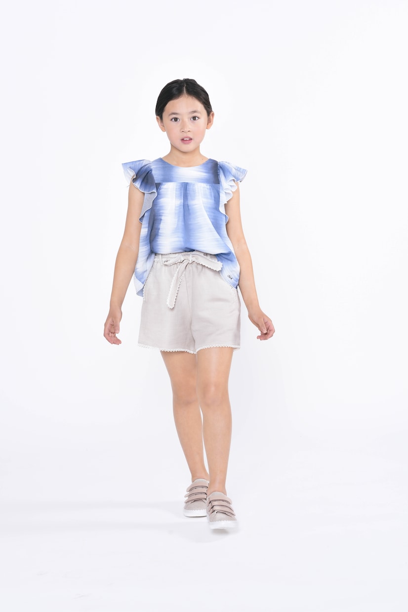Shorts de lino y algodón bordados | Chloé Kids