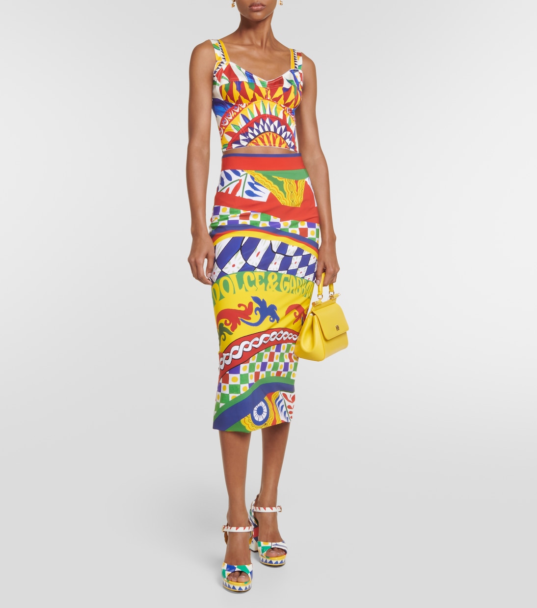 Printed silk-blend bustier top | Dolce&Gabbana
