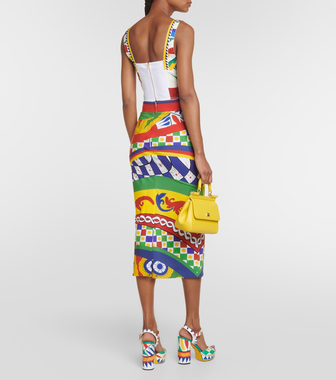 Printed silk-blend bustier top | Dolce&Gabbana