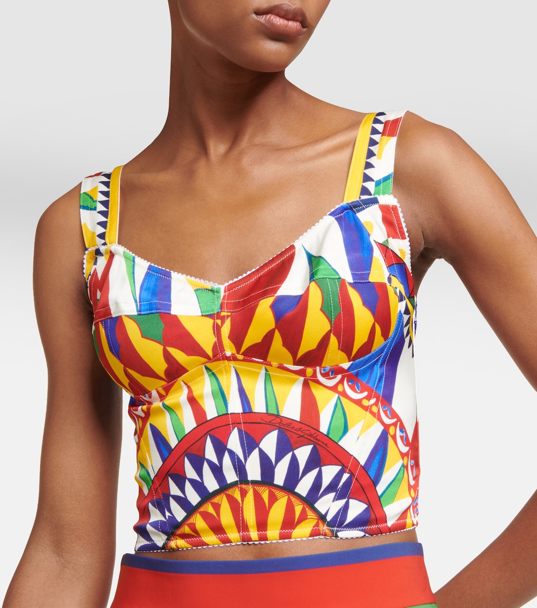 Printed silk-blend bustier top | Dolce&Gabbana