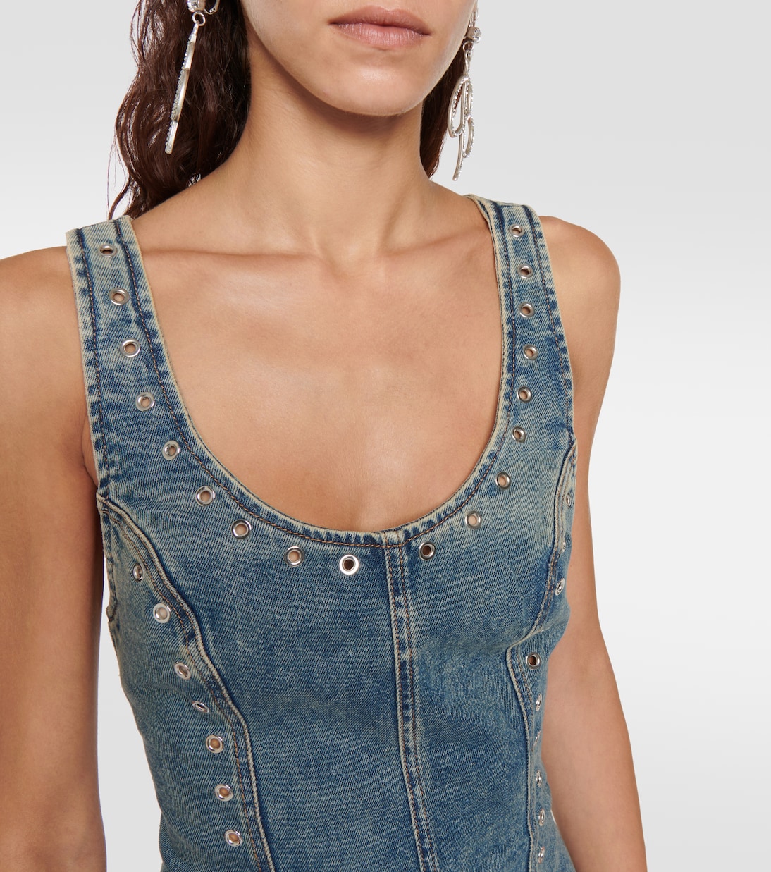 Abito midi in denim con decorazioni | Blumarine