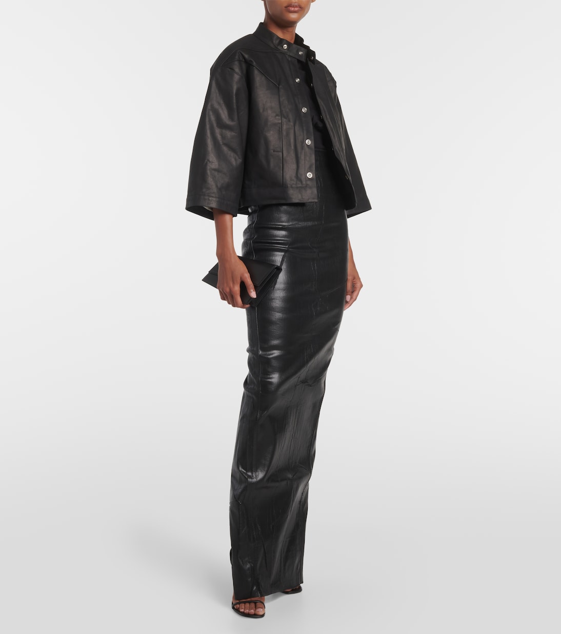 Falda larga en denim revestido | Rick Owens