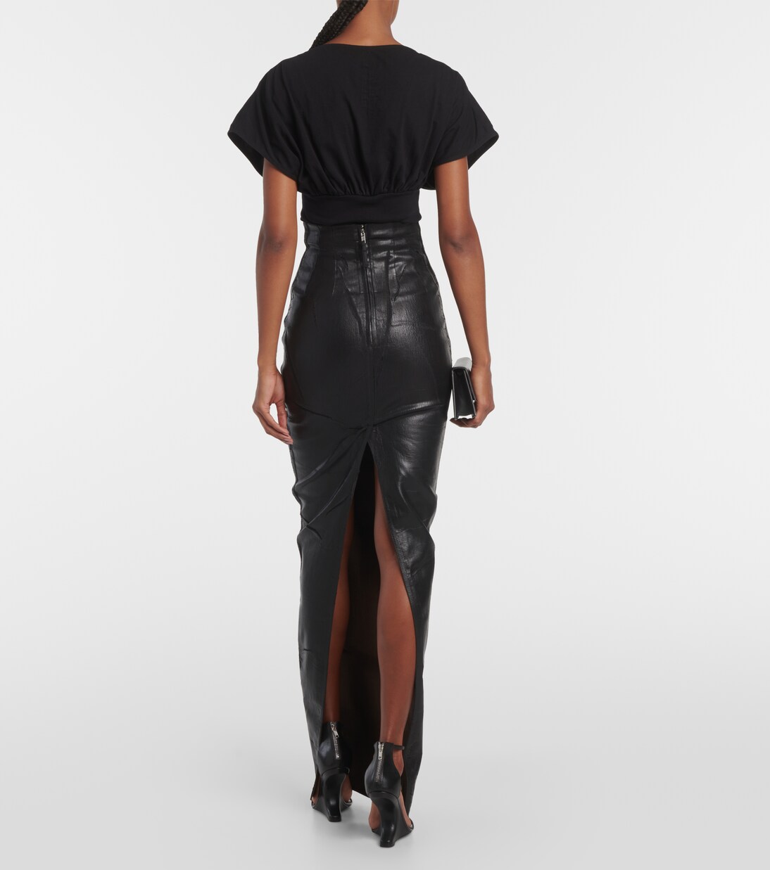 Falda larga en denim revestido | Rick Owens