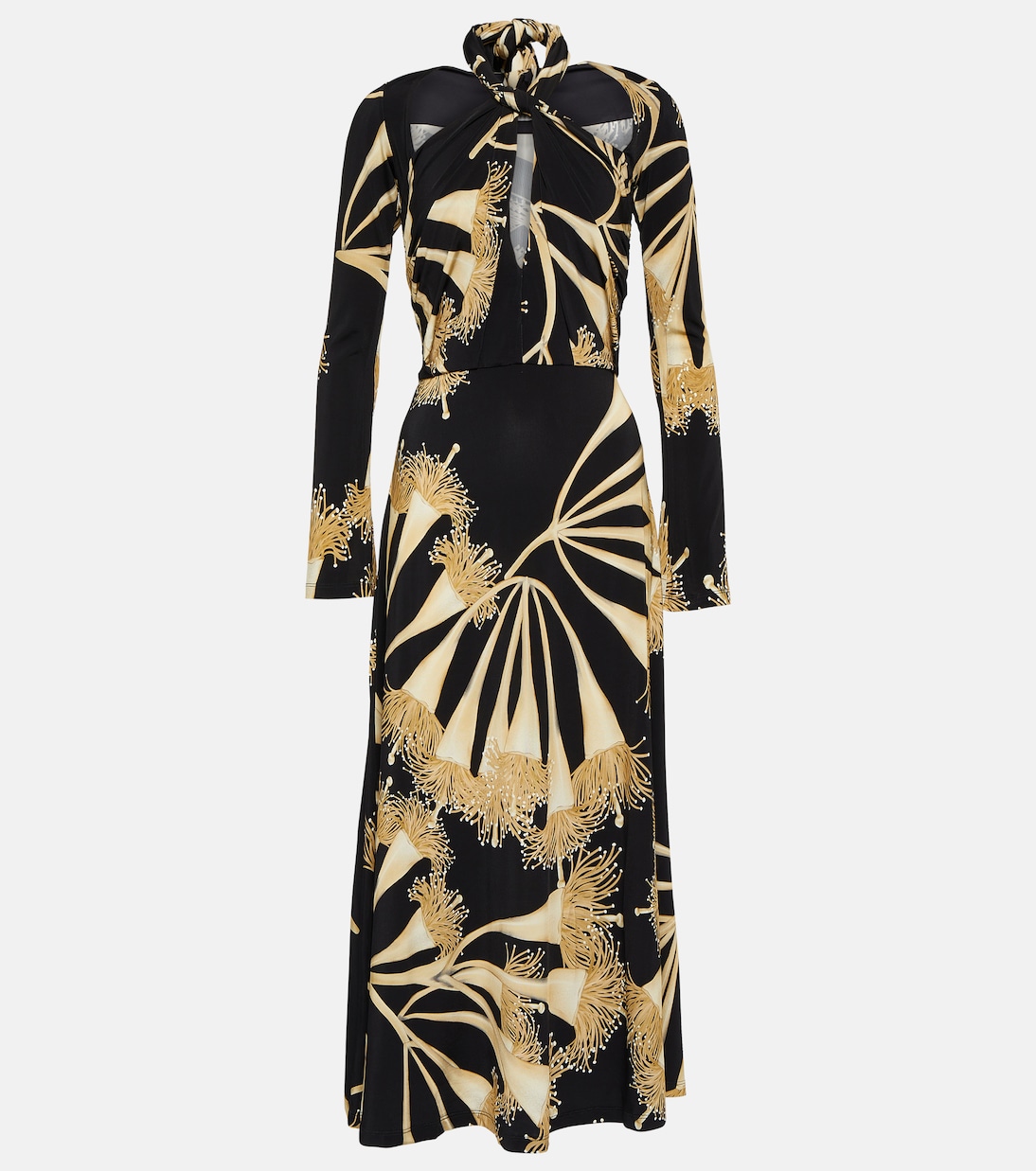 Vestido midi de jersey con cuello halter | Johanna Ortiz
