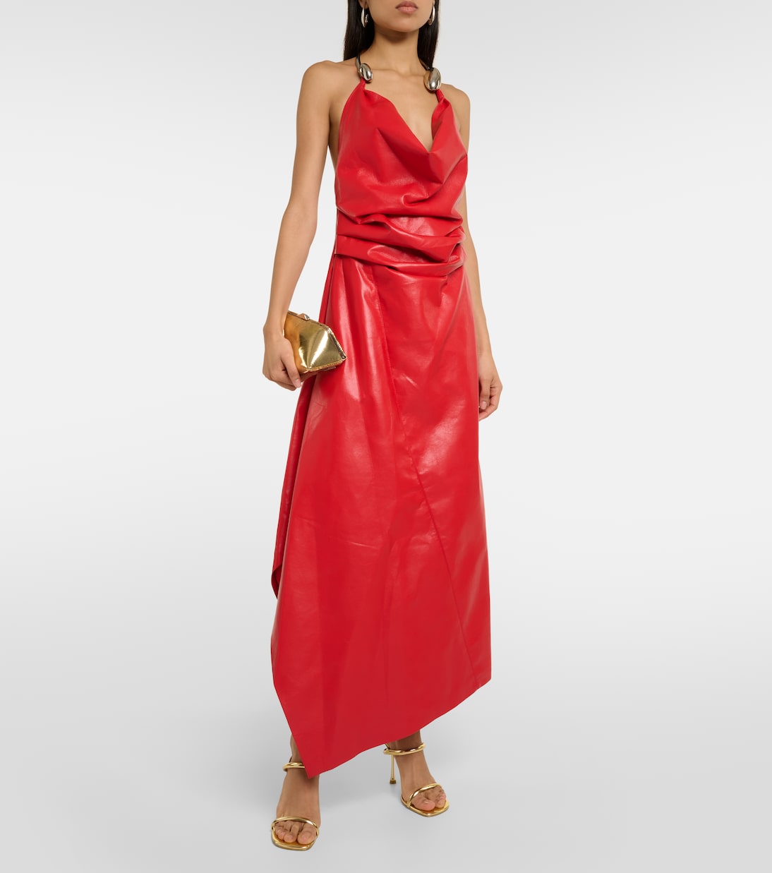 Vestido de fiesta fruncido de piel | Simkhai