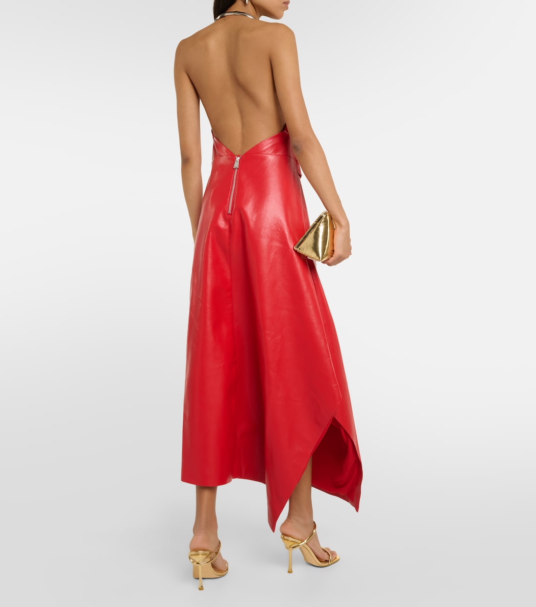 Vestido de fiesta fruncido de piel | Simkhai