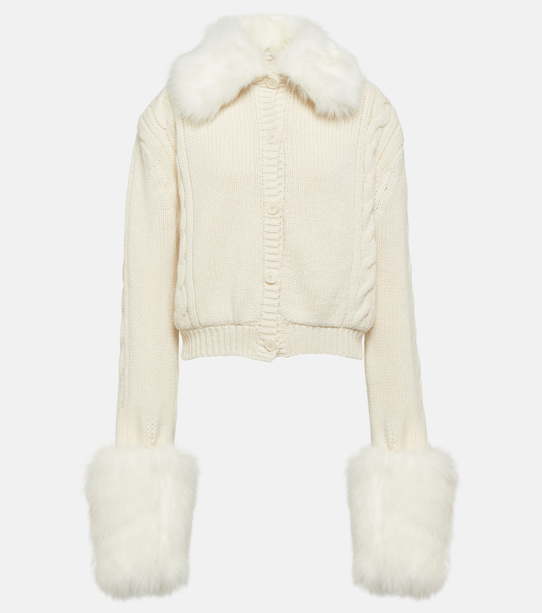 Cropped-Cardigan mit Faux Fur | Magda Butrym