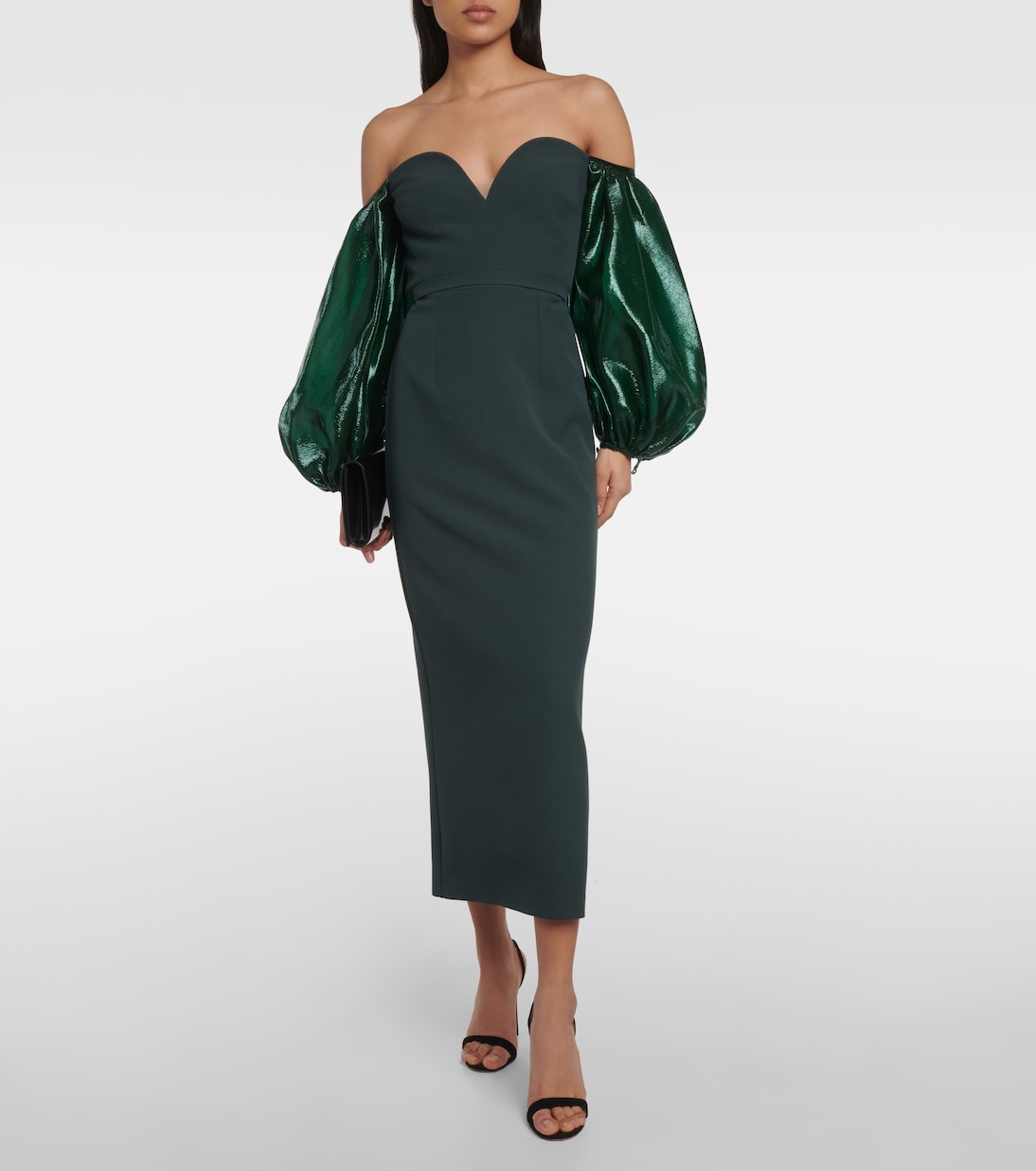 Vestido midi Aurelius con mangas abullonadas | Safiyaa